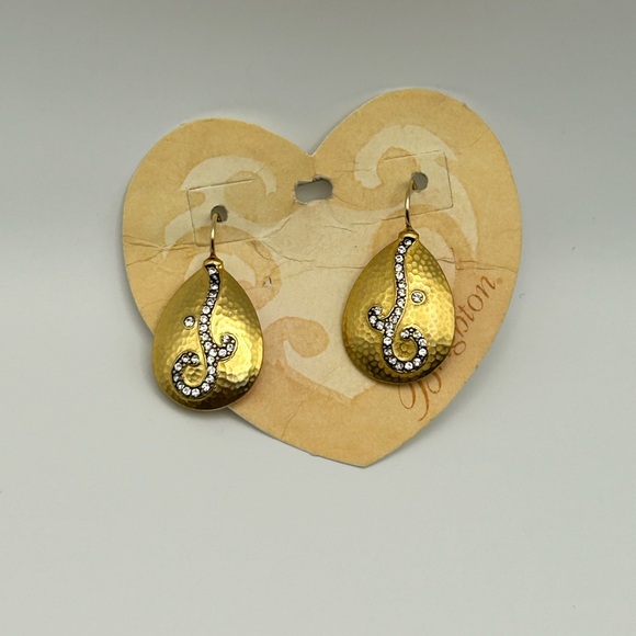 Brighton Jewelry - Brighton Collonade Earrings Gold Plated Clear Crystals Teardrop Dangle JE6881